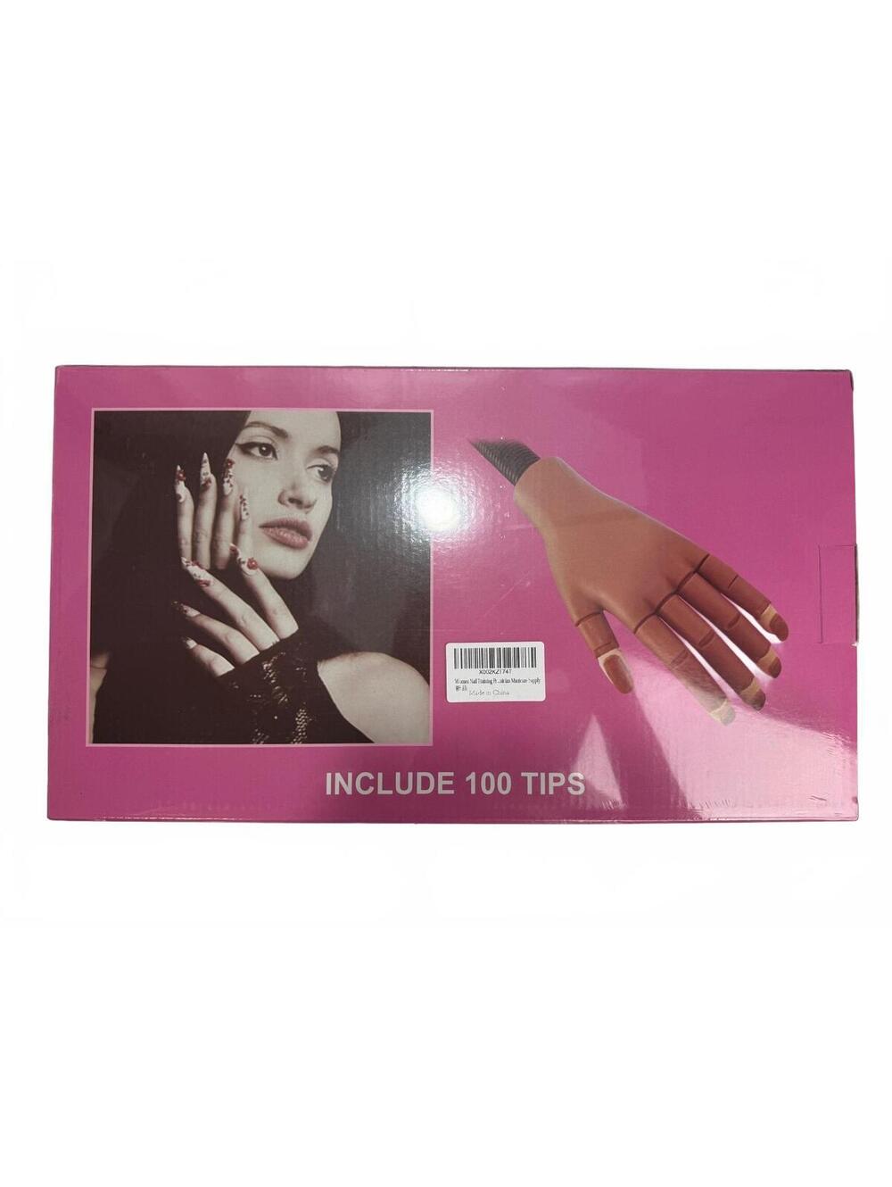 Nail Training Practice Hand Mannequin Adjustable Fingers + 100 Nail Tips